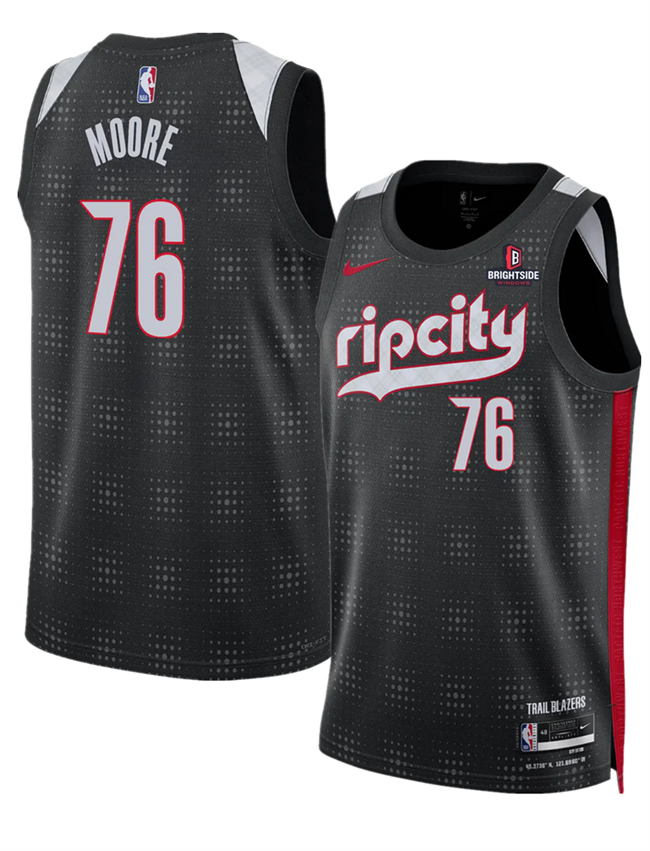 Portland Trail Blazers #76 Taze Moore Black 2024-25 City Edition Edition Stitched Jersey - Zenithce