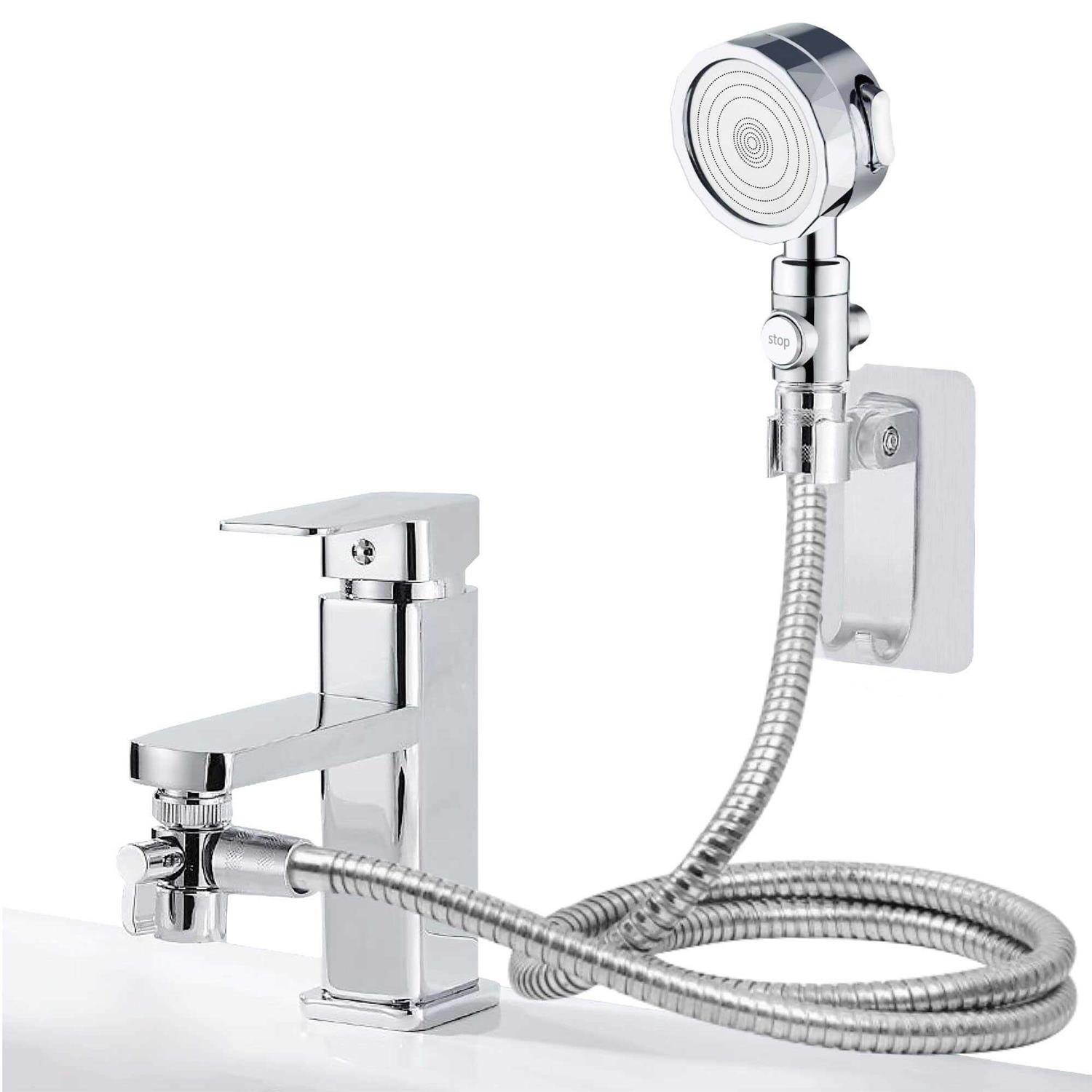 Handheld Bidet Sprayer Kit, Frap Stainless Steel Brushed Nickel Sprayer Toilet Bathroom Shower Head with 59-inch Hose and Wall Bracket Holder 3 Set - Zenithce