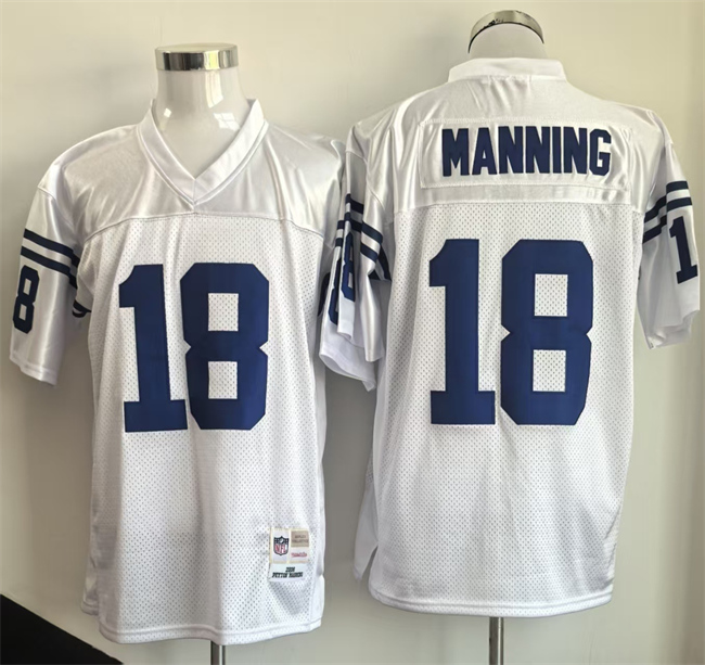 Indianapolis Colts #18 Peyton Manning White Throwback Stitched Jersey - Zenithce