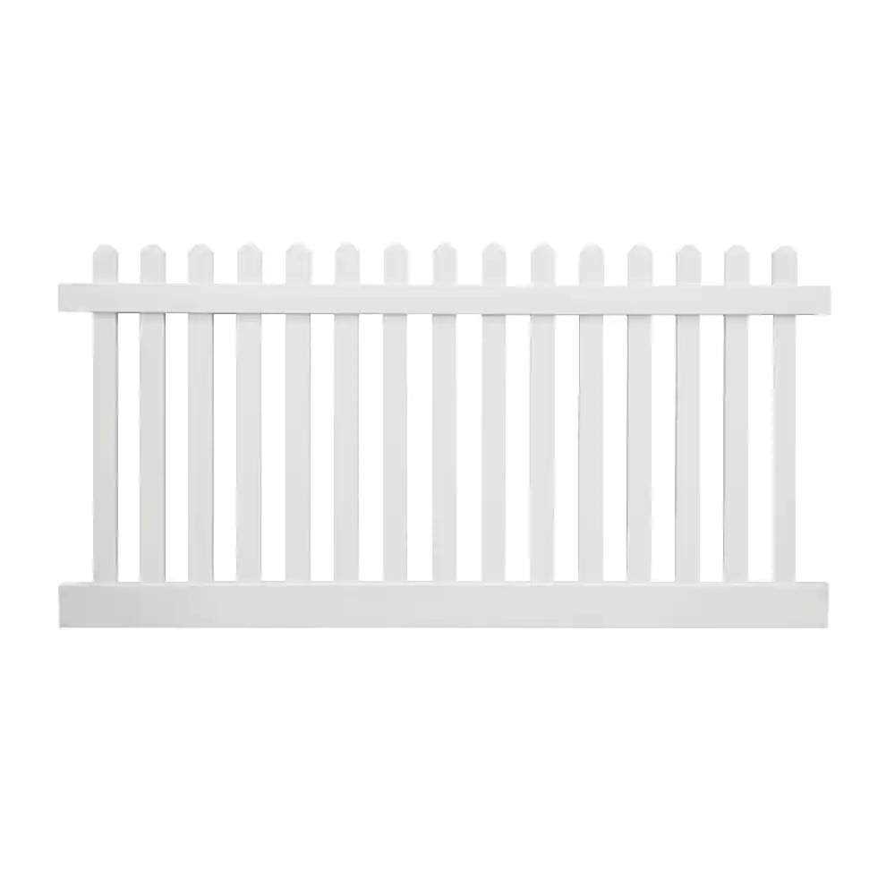 Weatherables Plymouth 5 ft. H x 8 ft. W White Vinyl Picket Fence Panel Kit - Zenithce