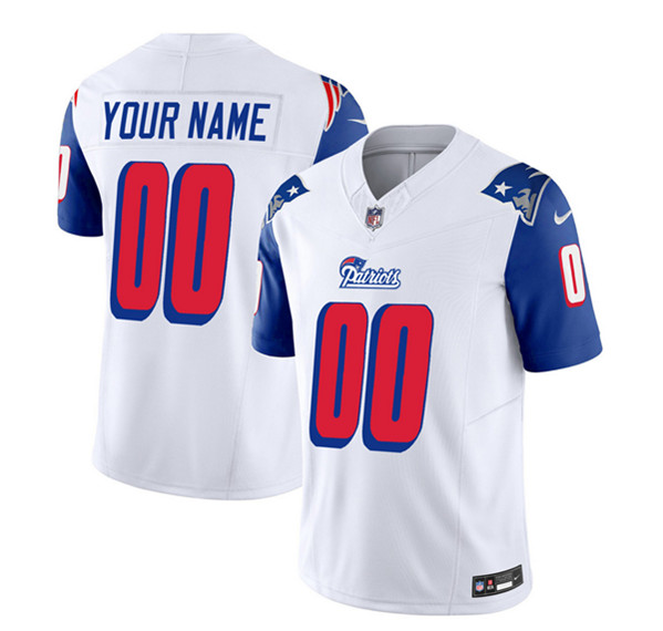 New England Patriots Custom White Blue 2023 F.U.S.E. Throwback Limited Stitched Jersey - Zenithce