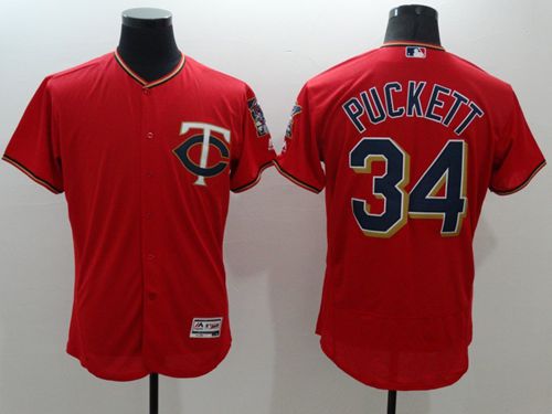 Twins #34 Kirby Puckett Red Flexbase Authentic Collection Stitched Jersey - Zenithce