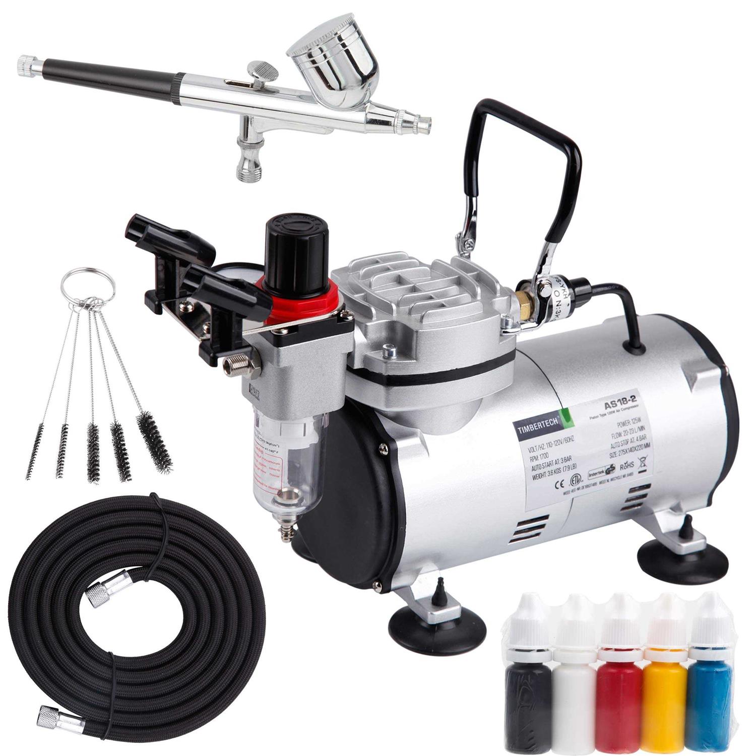 Timbertech Airbrush Compressor High-performance Single-Piston Oil-free Mini Compressor AS186 with 3L Tank - Zenithce