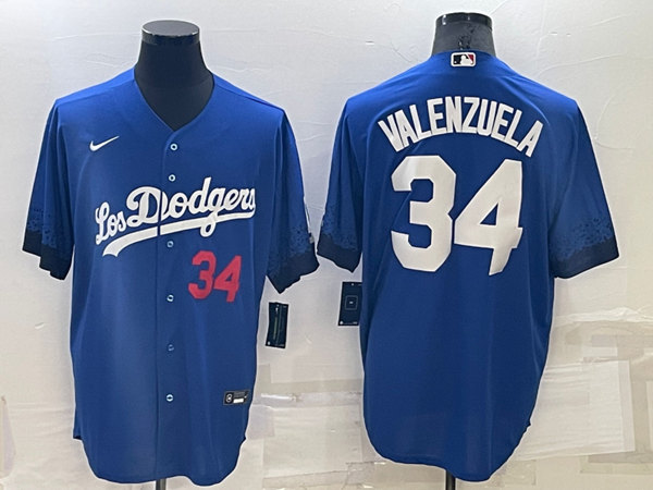 Los Angeles Dodgers #34 Toro Valenzuela Royal City Connect Cool Base Stitched Baseball Jersey - Zenithce