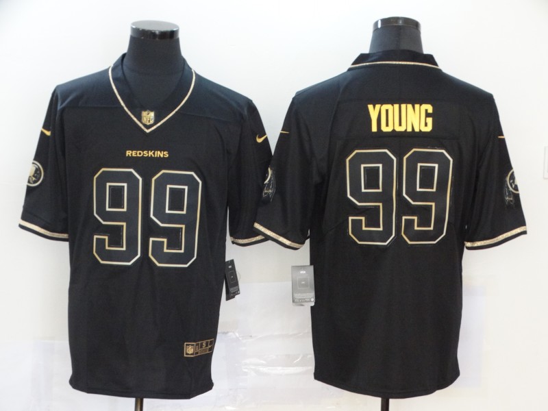 Washington Redskins #99 Chase Young Black Golden Stitched Jersey - Zenithce