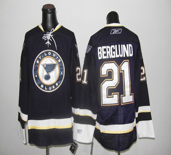 Blues #21 Berglund Dark Blue Stitched Jersey - Zenithce