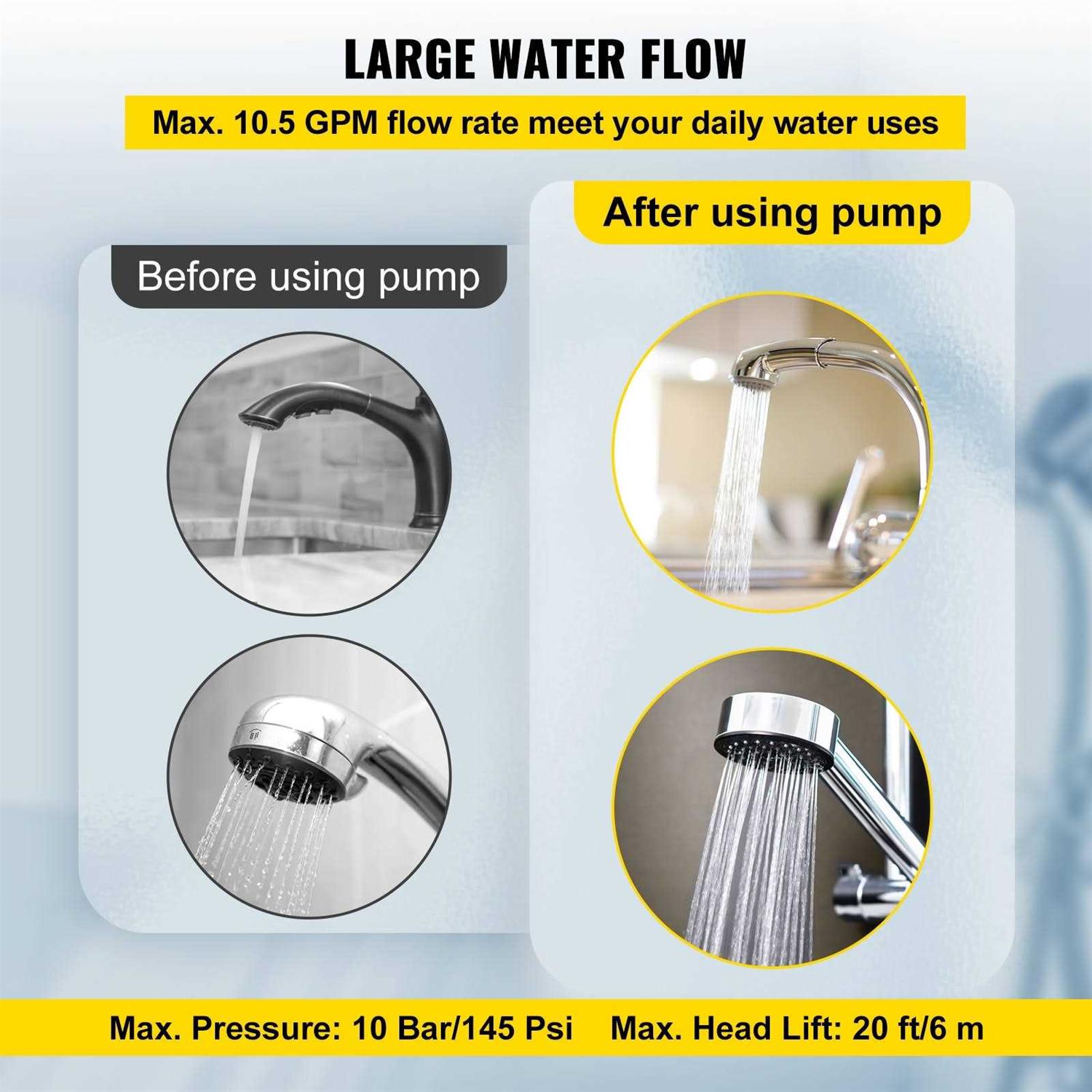 VEVOR Hot Water Recirculating Pump 100W Water Circulator Pump Auto Start/Close Ultra-silent Stainless Steel Head Circulation for Electric Water RSXHB110V100WLAF8V1 - Zenithce