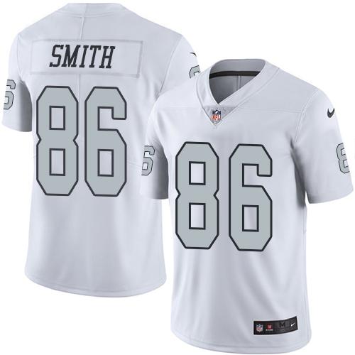 Raiders #86 Lee Smith White Stitched Limited Rush Nike Jersey - Zenithce