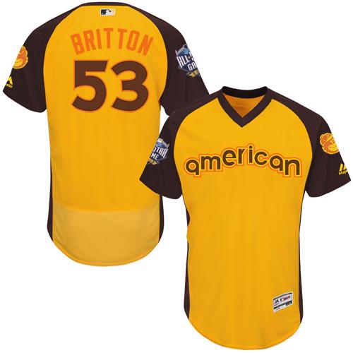 Orioles #53 Zach Britton Gold Flexbase Authentic Collection 2016 All-Star American League Stitched Jersey - Zenithce