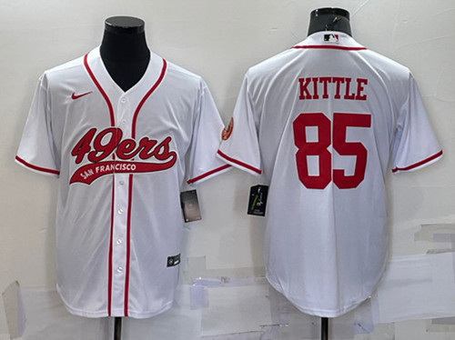 San Francisco 49ers #85 George Kittle White With Patch Cool Base Stitched Baseball Jersey - Zenithce