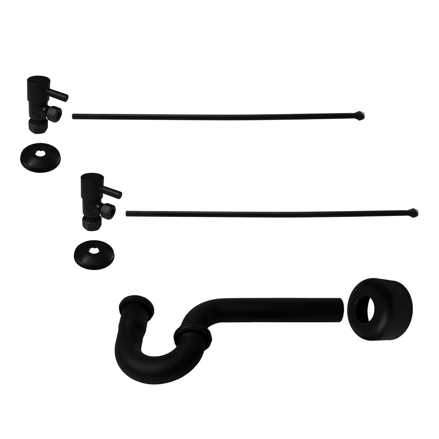 Westbrass Brass P-Trap 1/4-Turn Lavatory Kit Valves/Risers D1838QRL - Zenithce