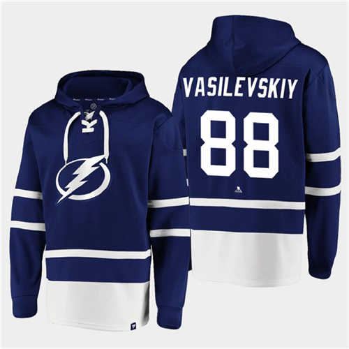 Tampa Bay Lightning #88 Andrei Vasilevskiy Blue All Stitched Sweatshirt Hoodie - Zenithce