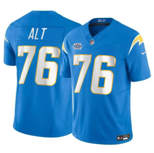 Los Angeles Chargers #76 Joe Alt Light Blue 2024 With Dradt Patch F.U.S.E. Vapor Limited Stitched Jersey - Zenithce