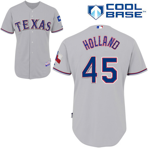 Rangers #45 Derek Holland Stitched Grey Cool Base Jersey - Zenithce