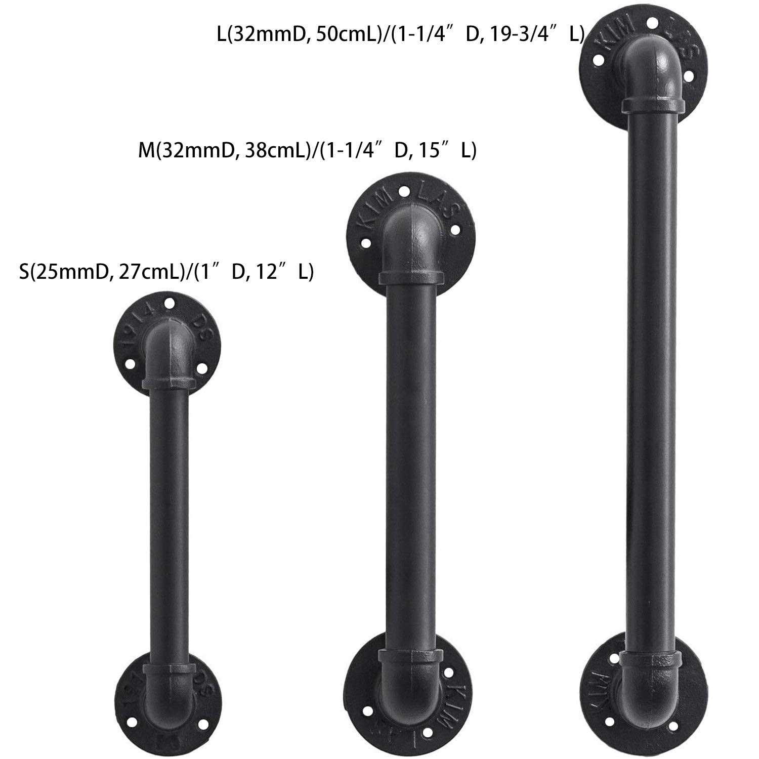 FOYO Set of 2 Industrial Pipe Door Pull Handle Grab Bar - Zenithce