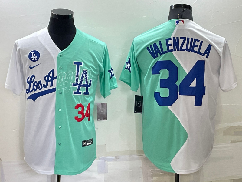 Los Angeles Dodgers #34 Fernando Valenzuela 2022 All-Star White Green Cool Base Stitched Jersey - Zenithce