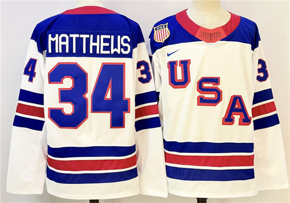 USA #34 Auston Matthews White 2025-2026 Stitched Jersey - Zenithce