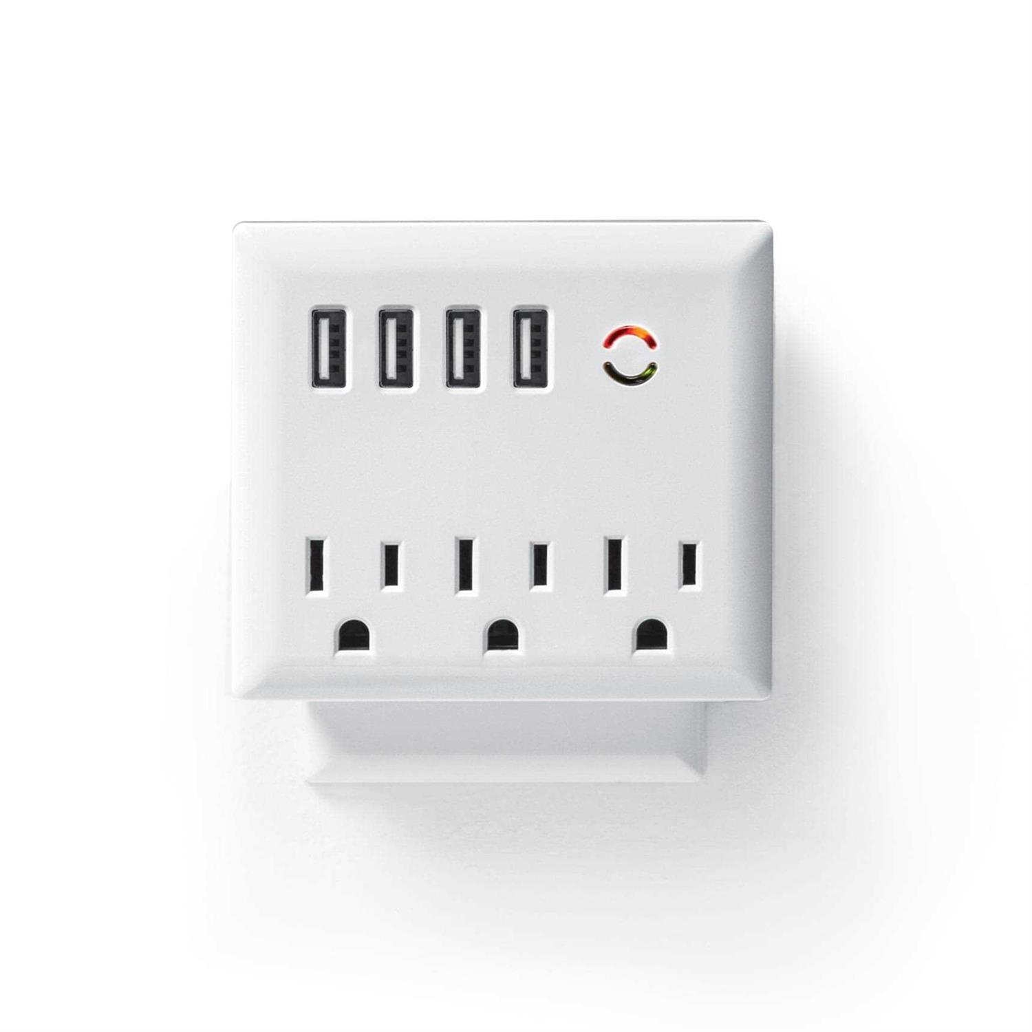 Merkury Innovations 2.4a USB Wall Charger 2-Outlet Extender with 2 USB Charging Ports & Phone Stand - Zenithce