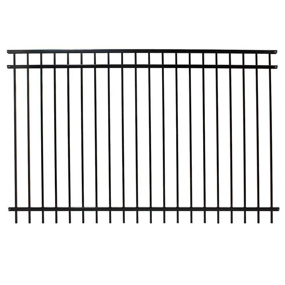 Fortress Versai H x 7.5 ft. W Gloss Black Steel Flat Top Design Fence Panel - Zenithce