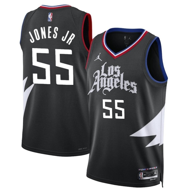 Los Angeles Clippers #55 Derrick Jones Jr Black Statement Edition Stitched Jersey - Zenithce