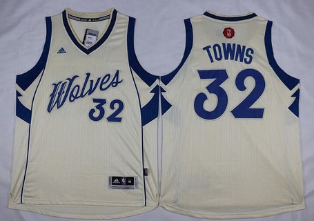 Minnesota Timberwolves #32 Karl-Anthony Towns Revolution 30 Swingman 2015 Christmas Day Cream Jersey - Zenithce