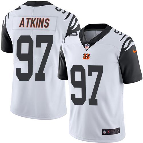 Bengals #97 Geno Atkins White Stitched Limited Rush Nike Jersey - Zenithce