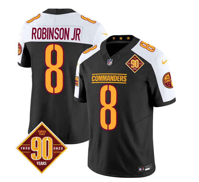 Washington Commanders #8 Brian Robinson Black White 2023 F.U.S.E. 90th Anniversary Vapor Limited Stitched Jersey - Zenithce