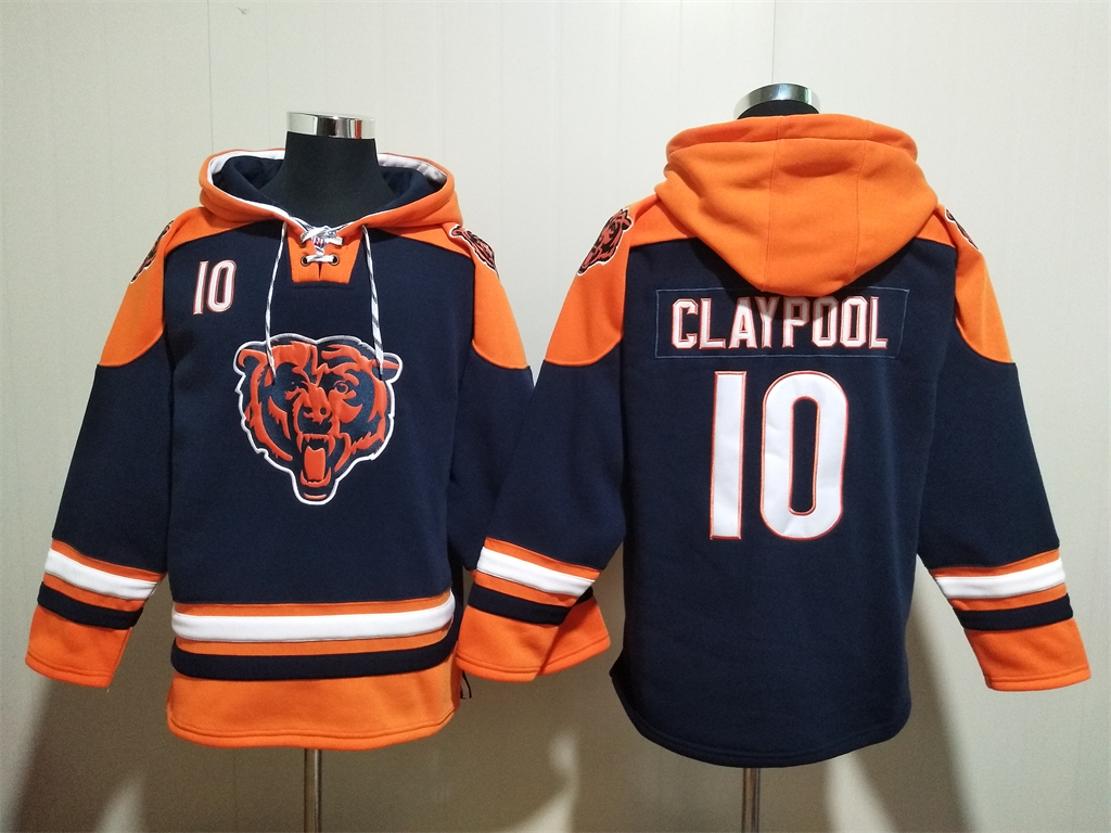 Chicago Bears #10 Chase Claypool Navy Ageless Must-Have Lace-Up Pullover Hoodie - Zenithce