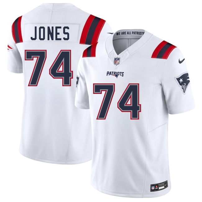 New England Patriots #74 Caleb Jones White 2025 F.U.S.E. Vapor Limited Stitched Jersey - Zenithce