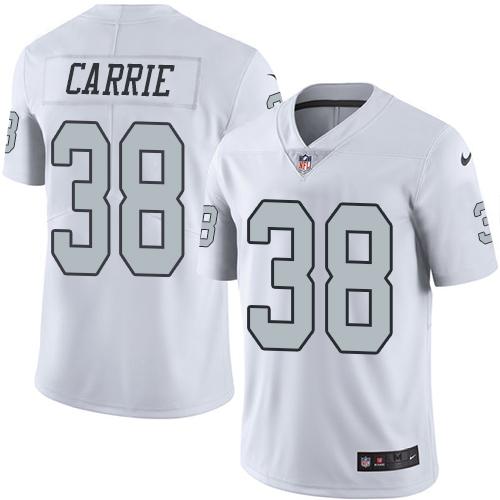 Raiders #38 T.J. Carrie White Stitched Limited Rush Nike Jersey - Zenithce