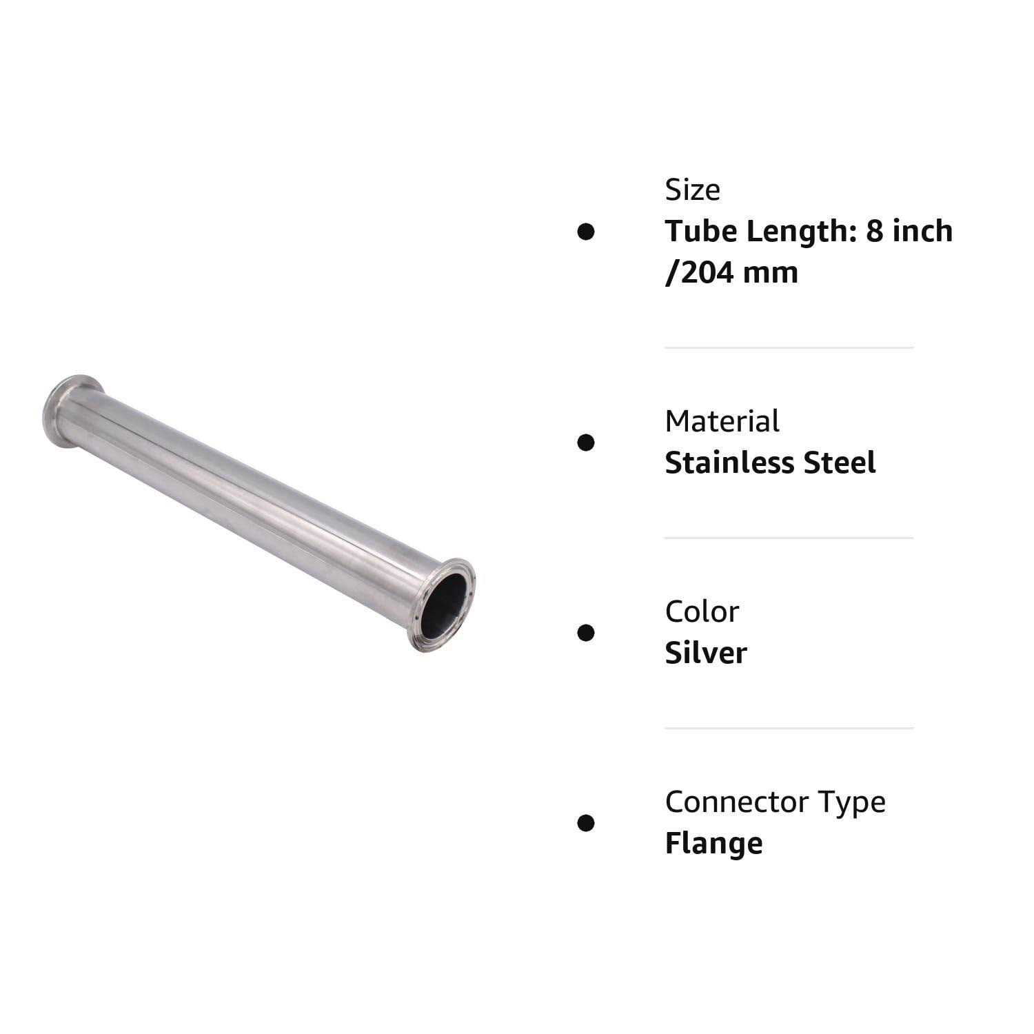 DERNORD Sanitary Spool Tube with Clamp Ends,Stainless Steel 304 Seamless Round Tubing with 1.5 inch Tri Clamp 50.5MM Ferrule Flange - Zenithce