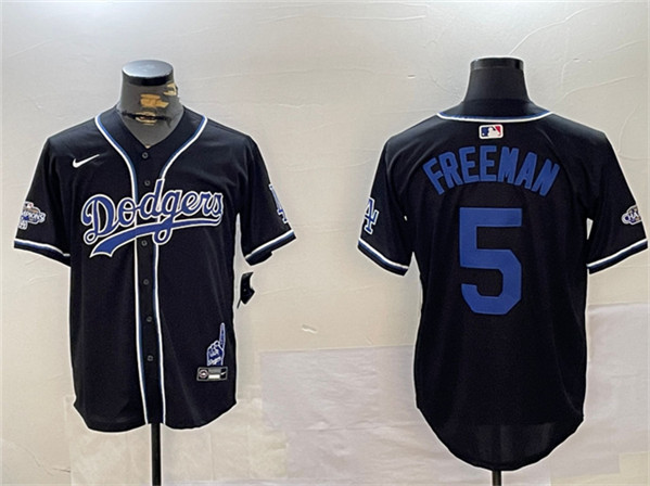 Los Angeles Dodgers #5 Freddie Freeman Black 2024 World Series Champions Limited Stitched Jersey - Zenithce