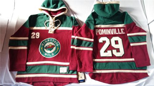 Wild #29 Jason Pominville Red Sawyer Hooded Sweatshirt Stitched Jersey - Zenithce