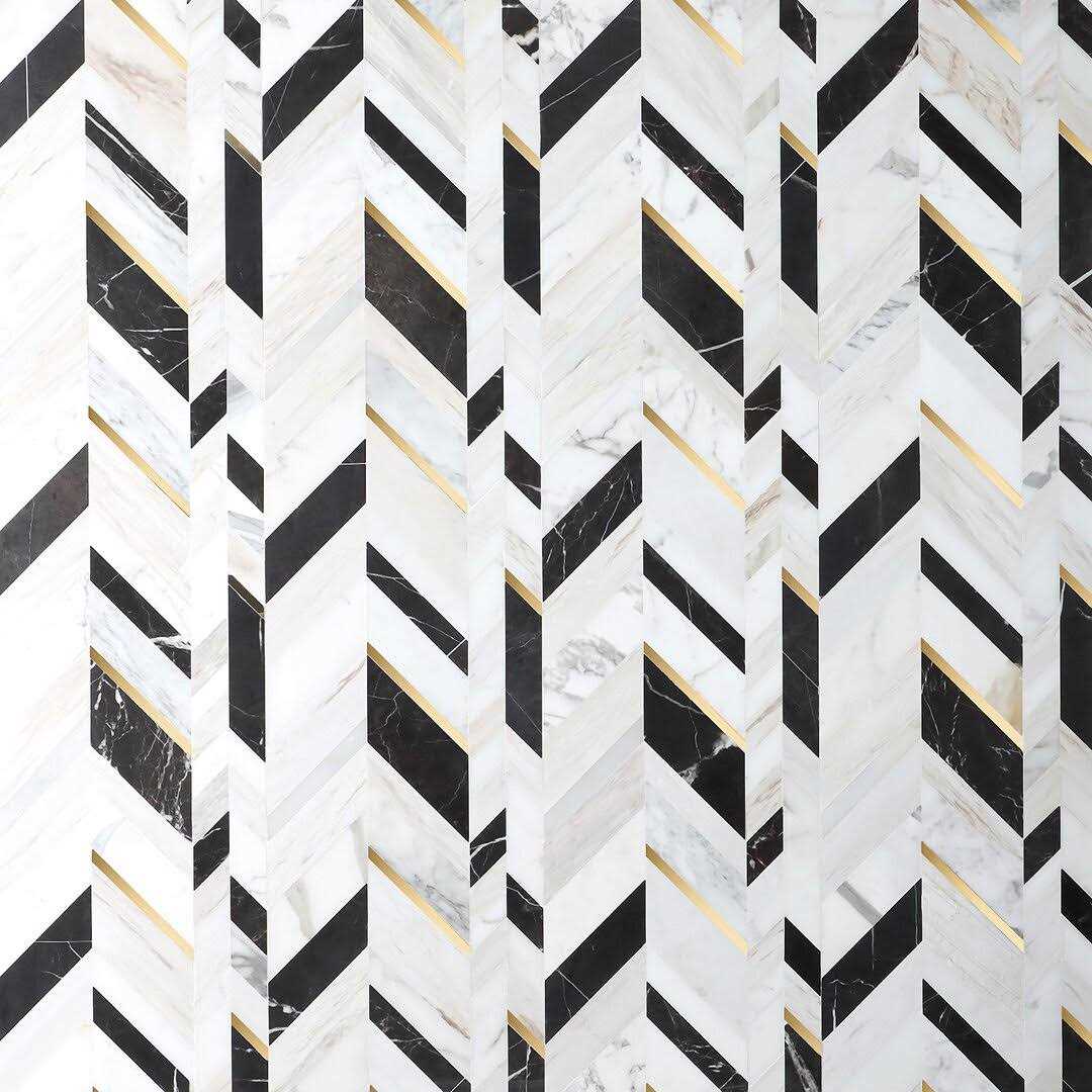 Tyra 11.81 in. x 18.89 in. Polished Marble and Brass Wall Mosaic Tile Ivy Hill Tile - Zenithce