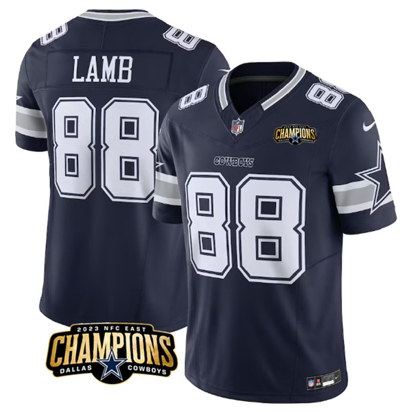 Dallas Cowboys #88 CeeDee Lamb Navy 2023 F.U.S.E. NFC East Champions Patch Stitched Jersey - Zenithce