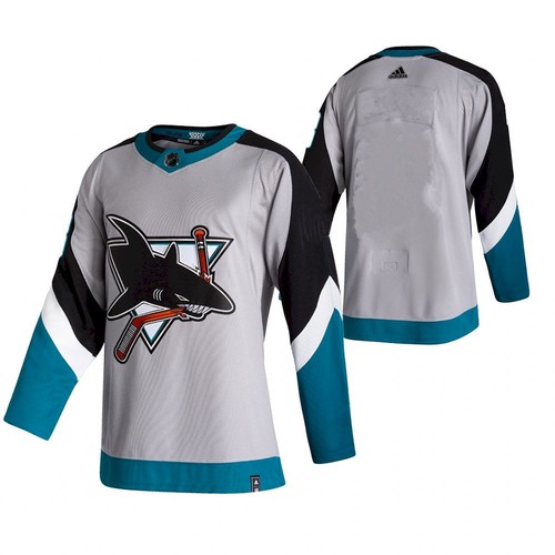 San Jose Sharks Blank Grey 2021 White Reverse Retro Stitched Jersey - Zenithce