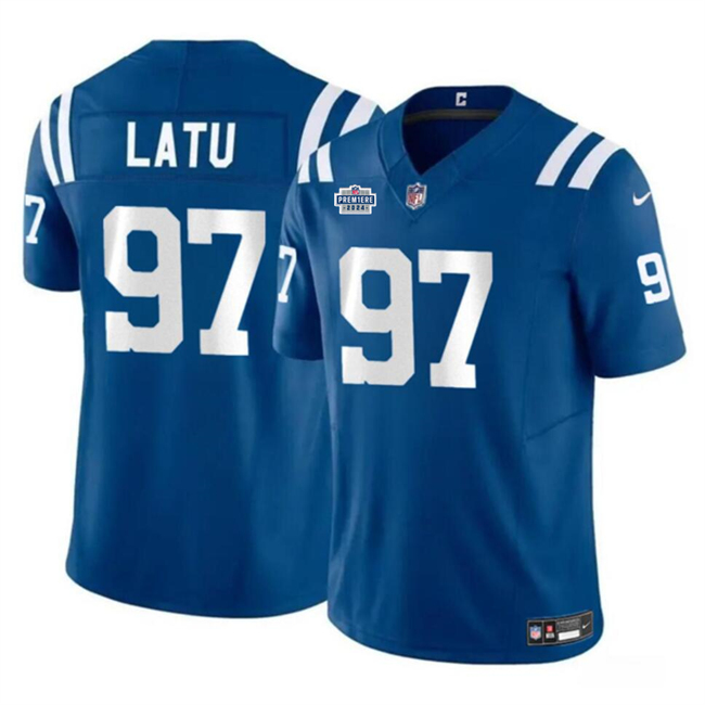 Indianapolis Colts #97 Laiatu Latu Blue 2024 With Dradt Patch F.U.S.E. Vapor Limited Stitched Jersey - Zenithce