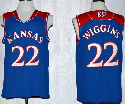 Kansas Jayhawks #22 Andrew Wiggins Blue Jersey - Zenithce