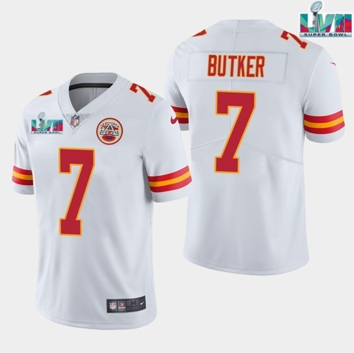 Kansas City Chiefs #7 Harrison Butker White Super Bowl LVII Patch Vapor Untouchable Limited Stitched Jersey - Zenithce