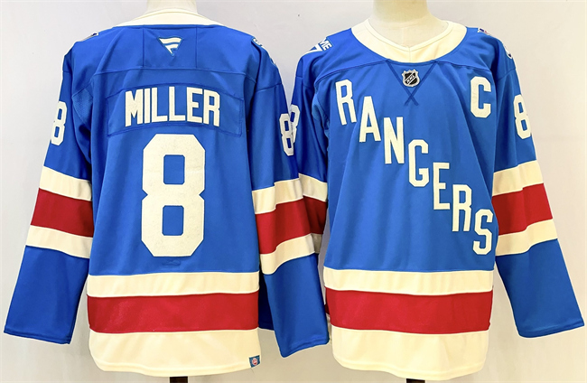 New York Rangers #8 JT Miller Blue 2025 With C Patch Stitched Jersey - Zenithce