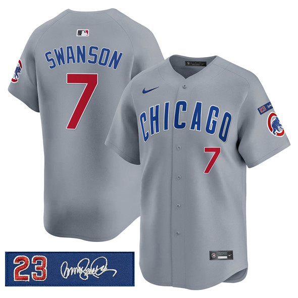Chicago Cubs #7 Dansby Swanson Gray 'Ryne Sandberg Tribute' Vapor Limited V3 Stitched Jersey - Zenithce