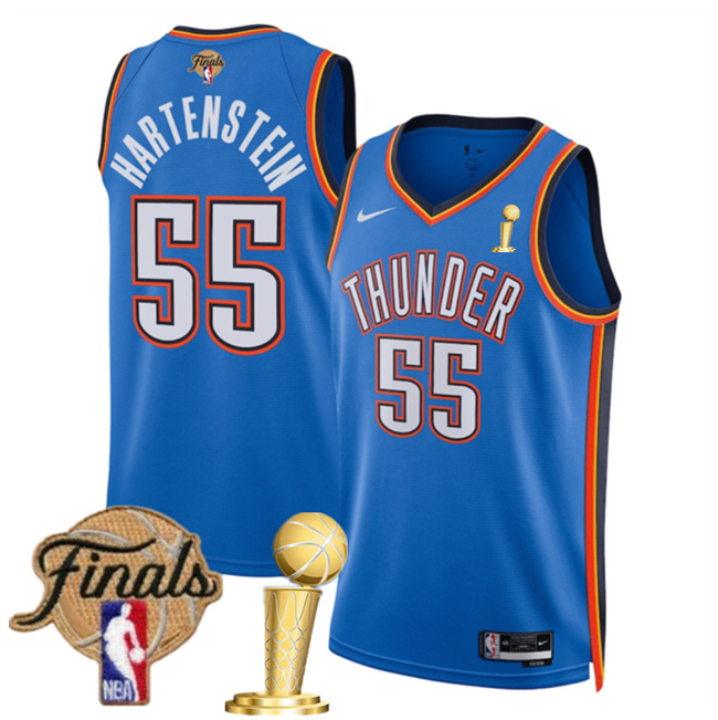 Oklahoma City Thunder #55 Isaiah Hartenstein Blue 2025 Finals Patch And Finals Champions Patch Icon Edition Stitched Jersey - Zenithce