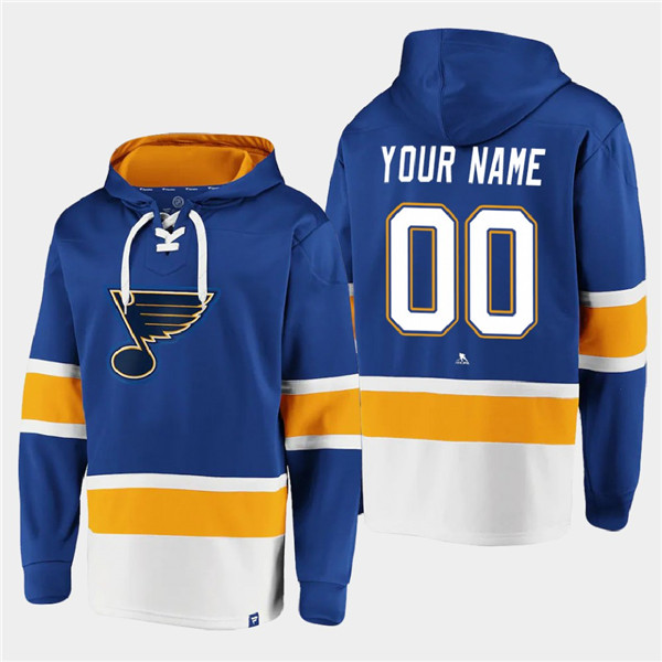 St. Louis Blues Custom Blue Ageless Must-Have Lace-Up Pullover Hoodie - Zenithce
