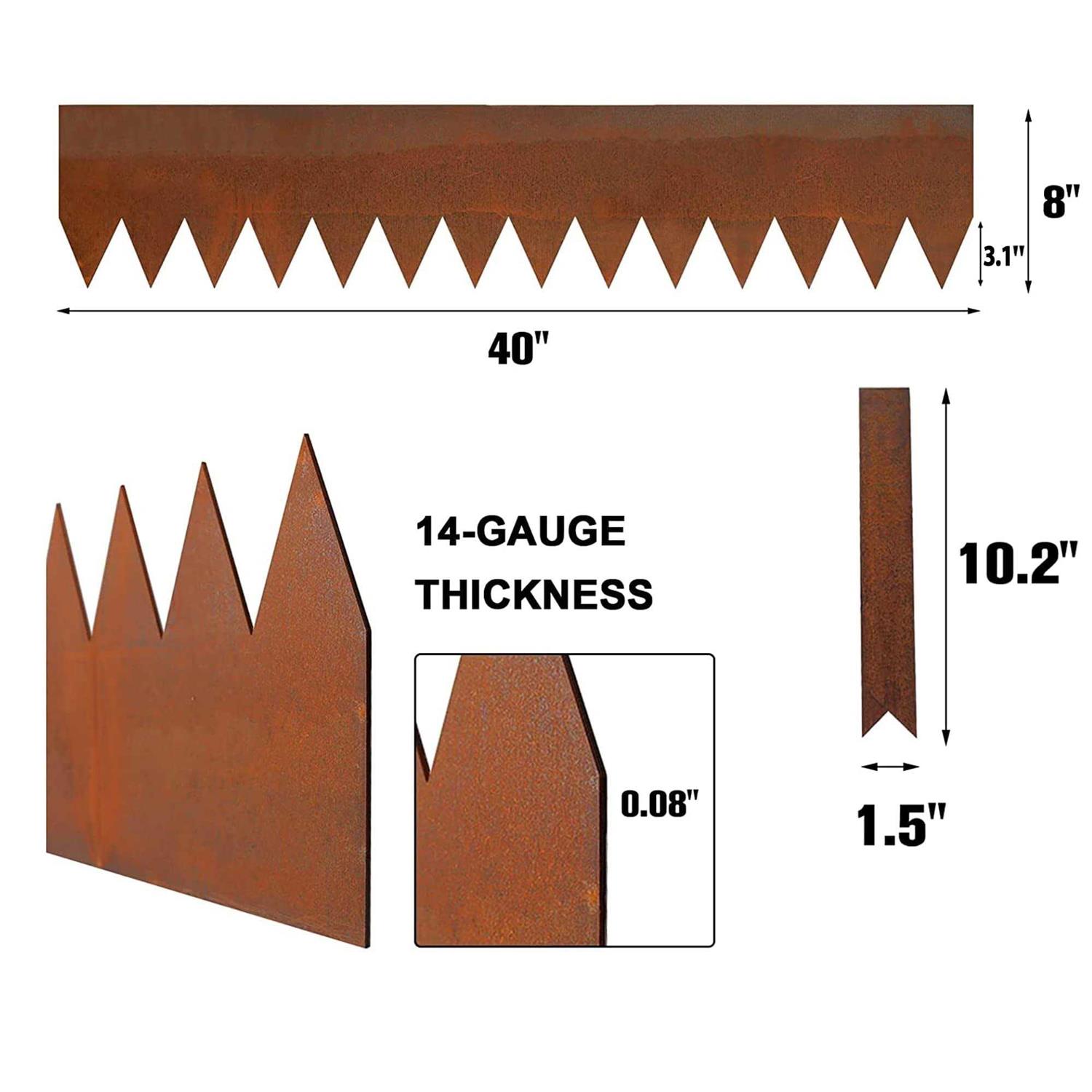 Worth Garden 40 in. x 14-Gauge Cor-Ten Steel Landscape Edging - Zenithce