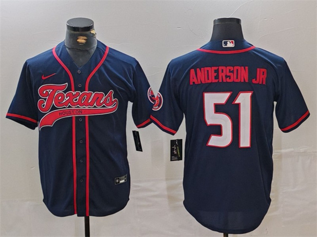 Houston Texans #51 Will Anderson Jr. Navy With Patch Cool Base Stitched Jersey - Zenithce