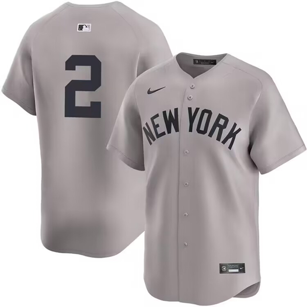 New York Yankees #2 Derek Jeter Gray Road Limited Cool Base Stitched Jersey - Zenithce