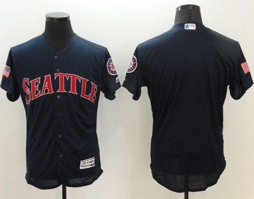 Mariners Blank Navy Blue Fashion Stars Stripes Flexbase Authentic Stitched Jersey - Zenithce