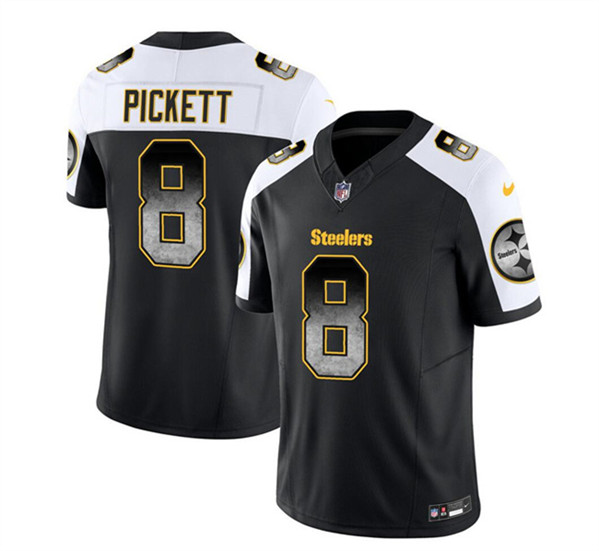 Pittsburgh Steelers #8 Kenny Pickett Black White 2023 F.U.S.E. Smoke Vapor Untouchable Limited Stitched Jersey - Zenithce