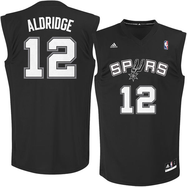 San Antonio Spurs 12 LaMarcus Aldridge Black Fashion Replica Jersey - Zenithce
