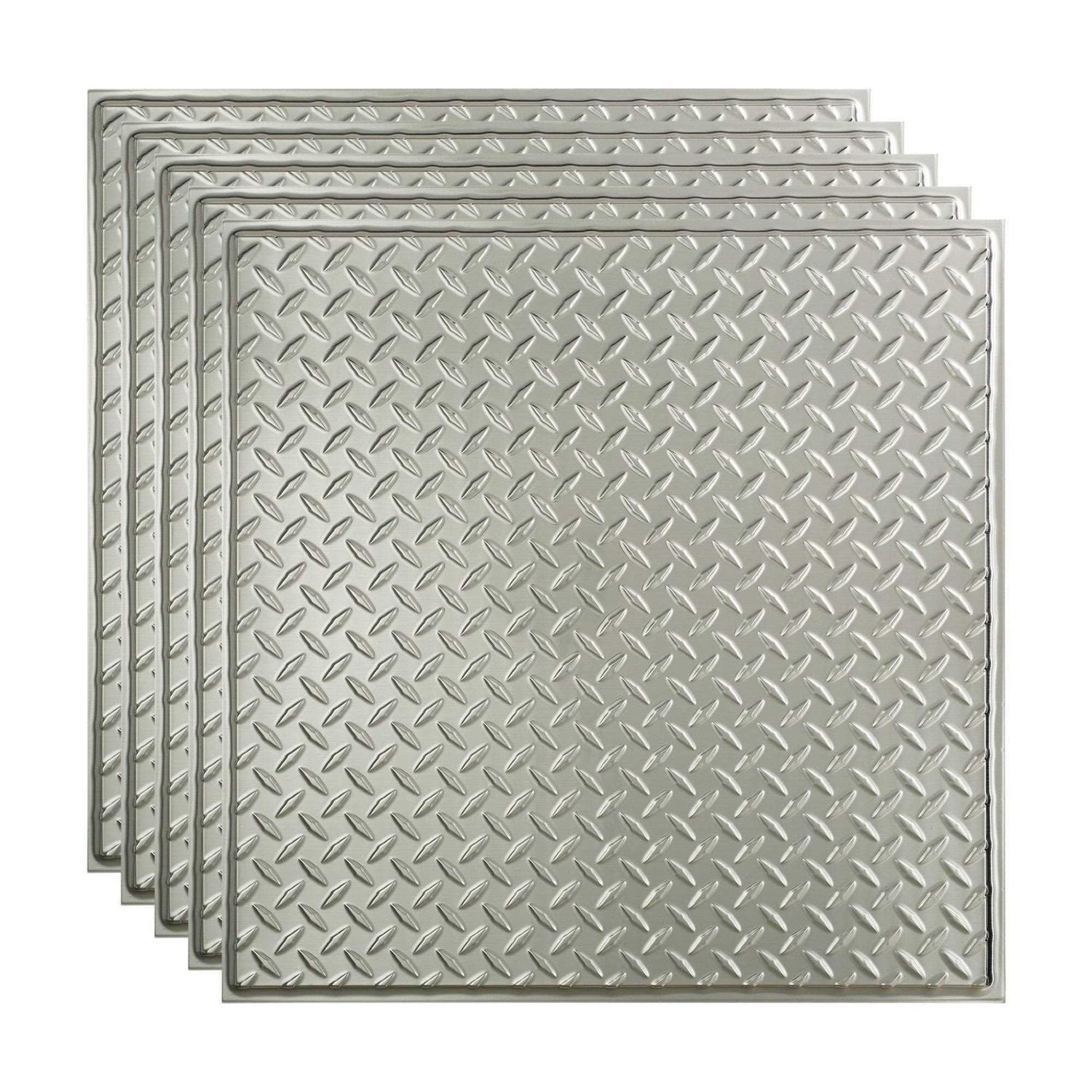 Fasade Diamond Plate Decorative Vinyl 2ft x 2ft Lay In Ceiling Tile - Zenithce